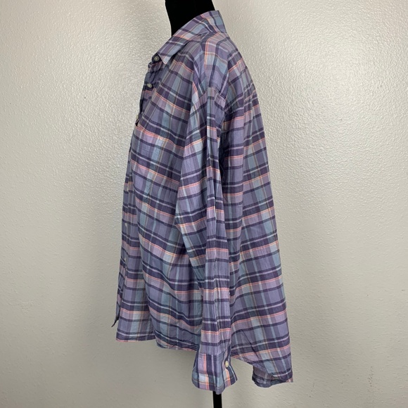 Madewell Purple Plaid Crinkle Long Sleeve Blouse - Picture 4 of 8
